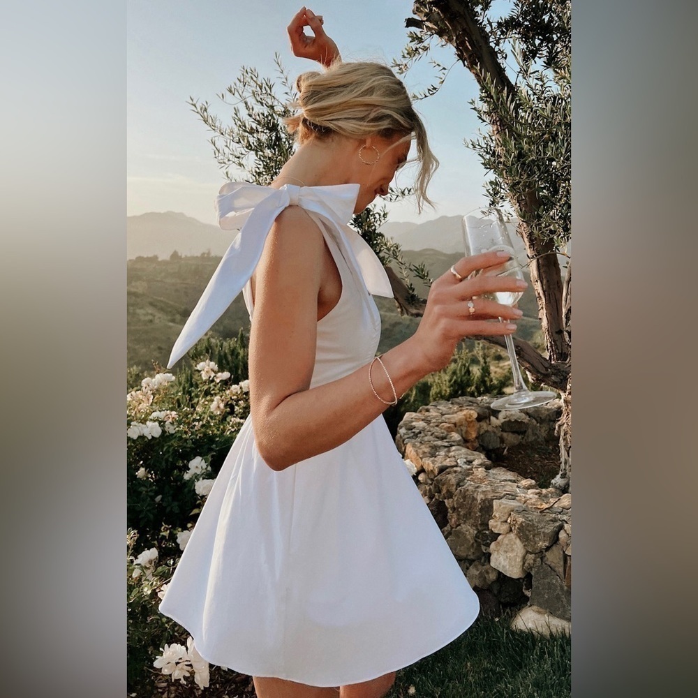 SHOW ME YOUR MUMU Claire Mini Dress In White Poplin - Picture 9 of 9